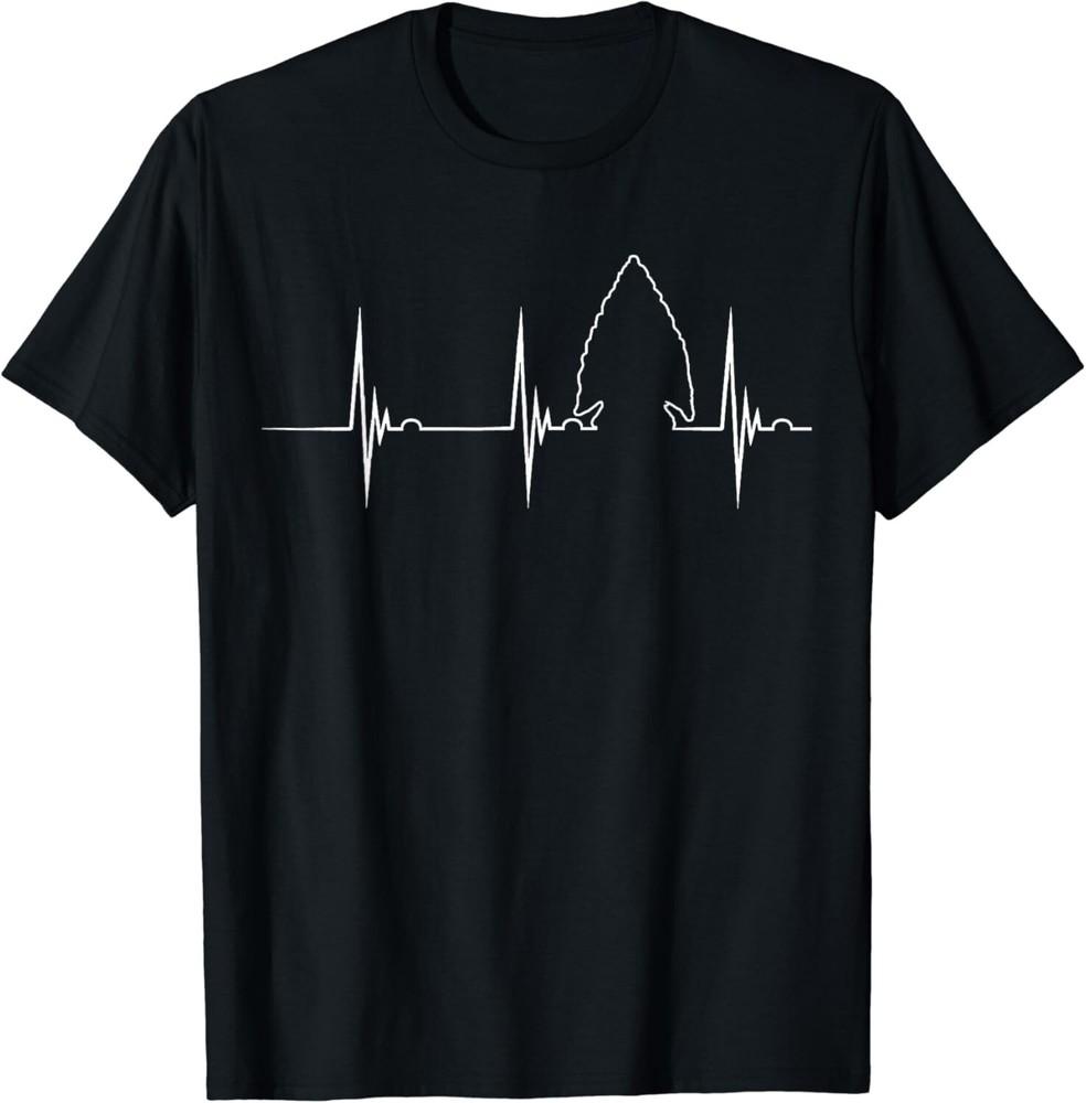 

Arrowhead Hunting Heartbeat EKG Pulse Hunter Flint Knapping Gift Unisex T-Shirt 3XL