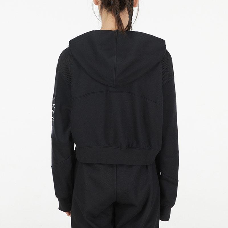 Nike Casual Sports Cropped Knit Hooded Jacket Women Outerwear Black DM6064-010