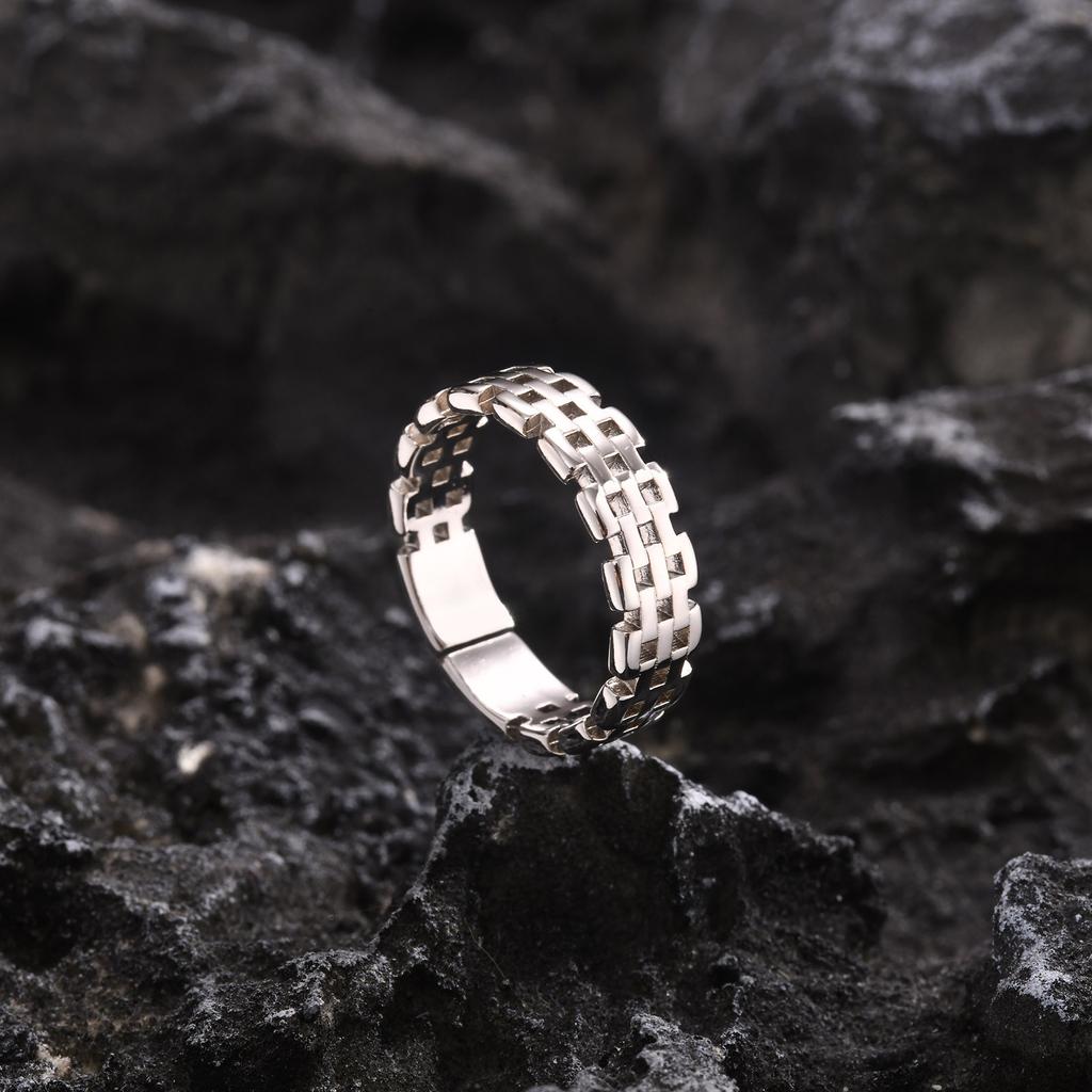 Classic Watch Chain Band Ring for Men Boys,Metal Chain Link Open Free Rings,Rock Punk Jewelry