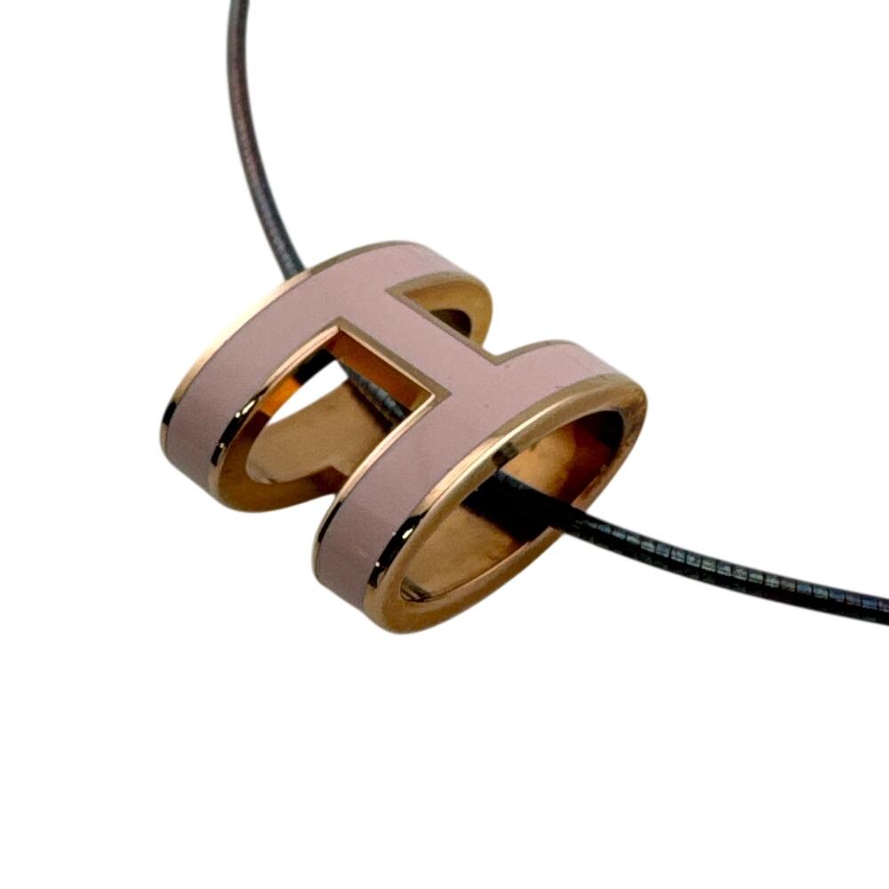 Hermes Pop H Dragee Metal Pop Ash Necklace Pink Metal Used
