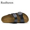 Sommer Herren Damen Clogs Kork Pantoletten Pantoletten Mikrofaserleder Lässige Slipper Sandale Strandschuhe Große Größe 48 49