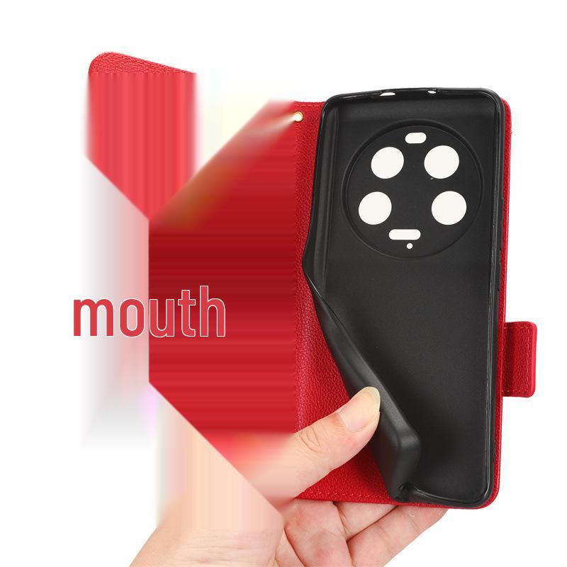 Xiaomi 13 Ultra Leather Flip Case with Card Holder - Lychee Pattern Protective Cover