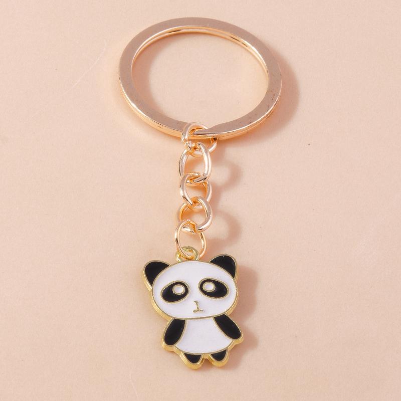 Cute Enamel Panda Keychain Cat Keyring Pendant for Car Key Holder Women Girls Handbag Accessories DIY Jewelry Gifts