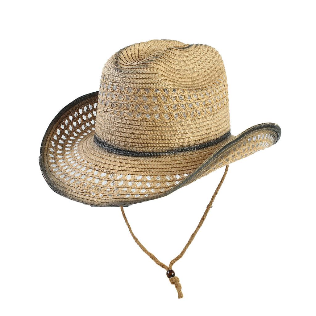 Boho-Stil Strohhut mit breiter Krempe, atmungsaktiger Sonnenschutz für Strand und Reise