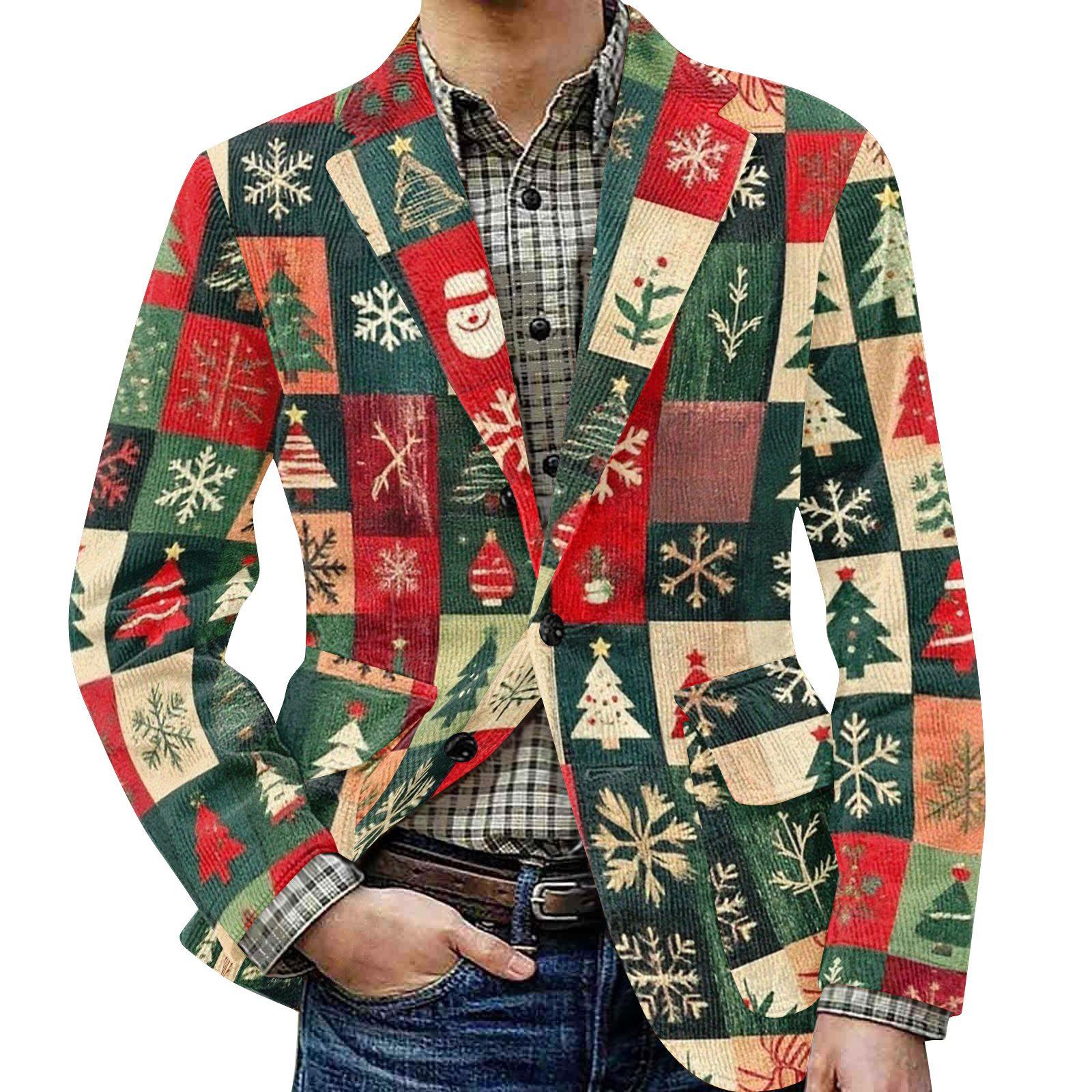 Мужской уродливый рождественский вельветовый теплый карманный пиджак-кардиган, мужской повседневный костюм L