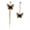 Advanced Design Asymmetrical Butterfly Tassel Earrings with Temperament and Personality AB Style Earrings and Earrings