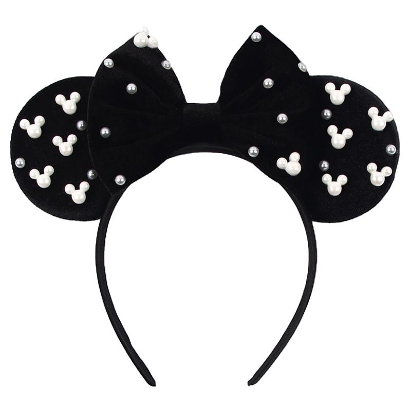 Ny Trendig Musöron Hårband Mickey 3.3" Sammet För Flickor Mjuk Rosett Hårband Halloween Festival Fest Resa DIY Håraccessoarer