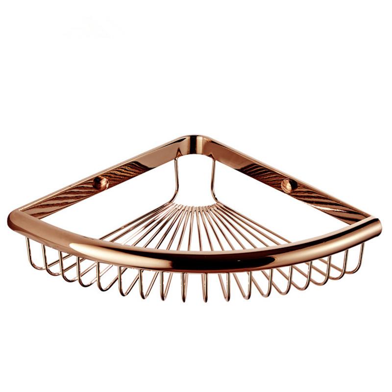

ПолкаАксессуары для ванной комнаты Угловая корзина из меди с циркониевым покрытием и золотом Угловая корзина с широким краем для ванной комнаты на один этаж розового золота