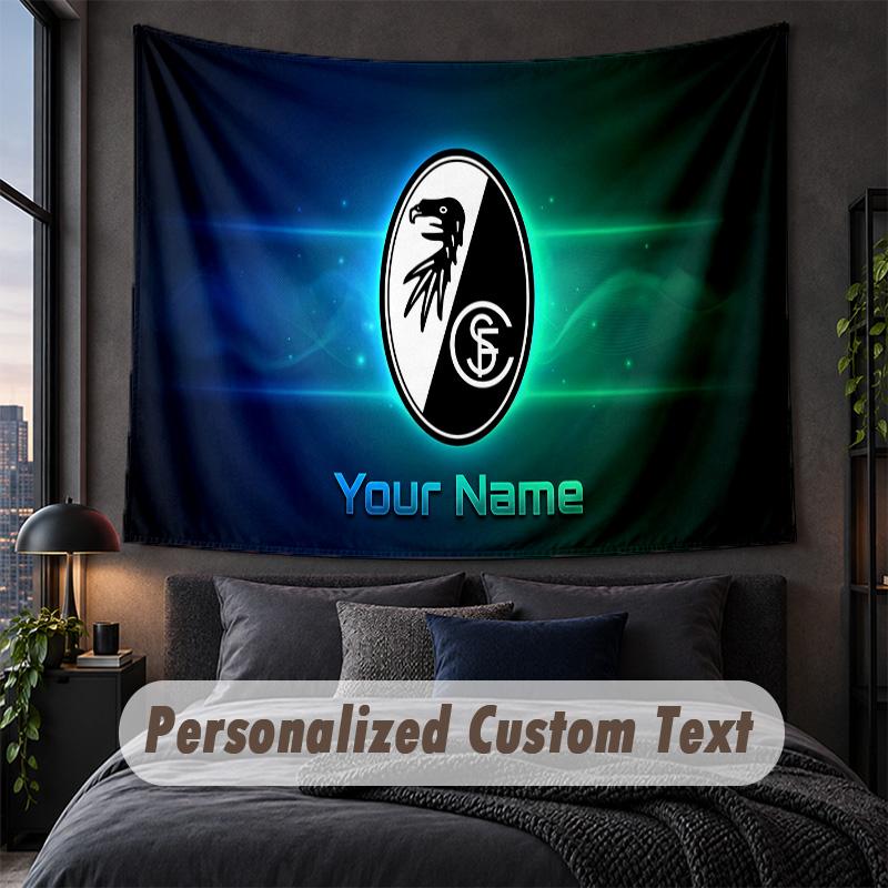 Custom Name Text Tapestry,SC Freiburg Decorative Wall Hanging, Background Tapestry For Home Bedroom