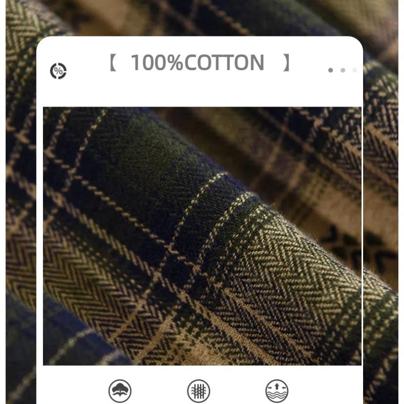 Spring/autumn Shirts for Men Retro Style Plaid Loose Shirt with Double Pockets Lapel Collar Pure Cotton Men's Casual Shirt Youth Overshirt