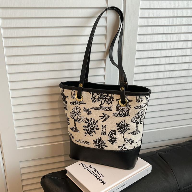 Премиальная женская сумка-тоут 2025 весна новая ретро мода национальный стиль сумка-ведро большая вместимость сумка на плечо