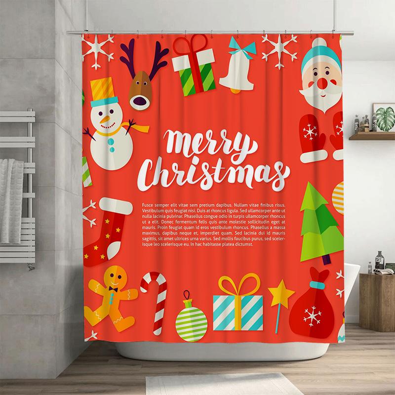 

Tu Christmas Shower Curtain Merry Xmas Holiday Festive Bathroom Decor Waterproof Farmhouse Rustic Home Decor Holiday Gift Festiv W60H190(CM)-1 Pcs