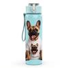 1PC French Bulldog Colorful Print 750ml Color Plastic Sports Water Bottle Leakproof Flip Straw Lid Suitable for Sports Office Home Use