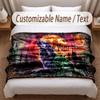 Wolf Theme Soft Blanket Personalized Custom Name Text Print Warm Blanket Home Sofa Bedroom Decor