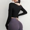 Long Sleeve Workout T-Shirt Slim Chest Girls Sports Top Women Yoga Shirts  Gym Fitness