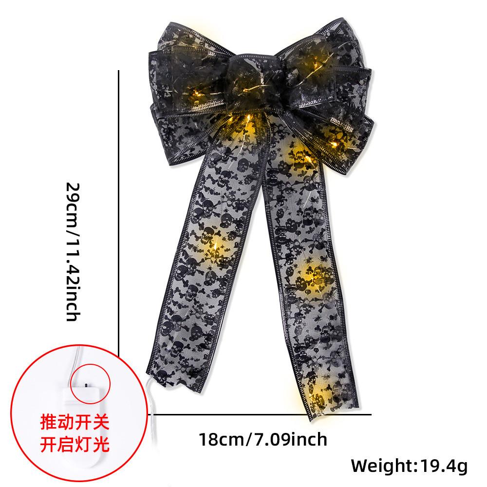 Halloween Stunning Bow Decoration With Glowing Skeleton And Pumpkin Designs For Parties Festive