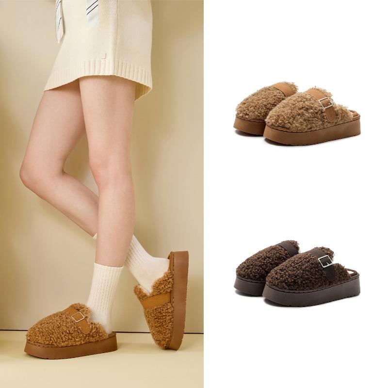 New Fashionable and Versatile Cotton Shoes and Slippers, Indoor Warm and Fleece Height-increasing Shoes