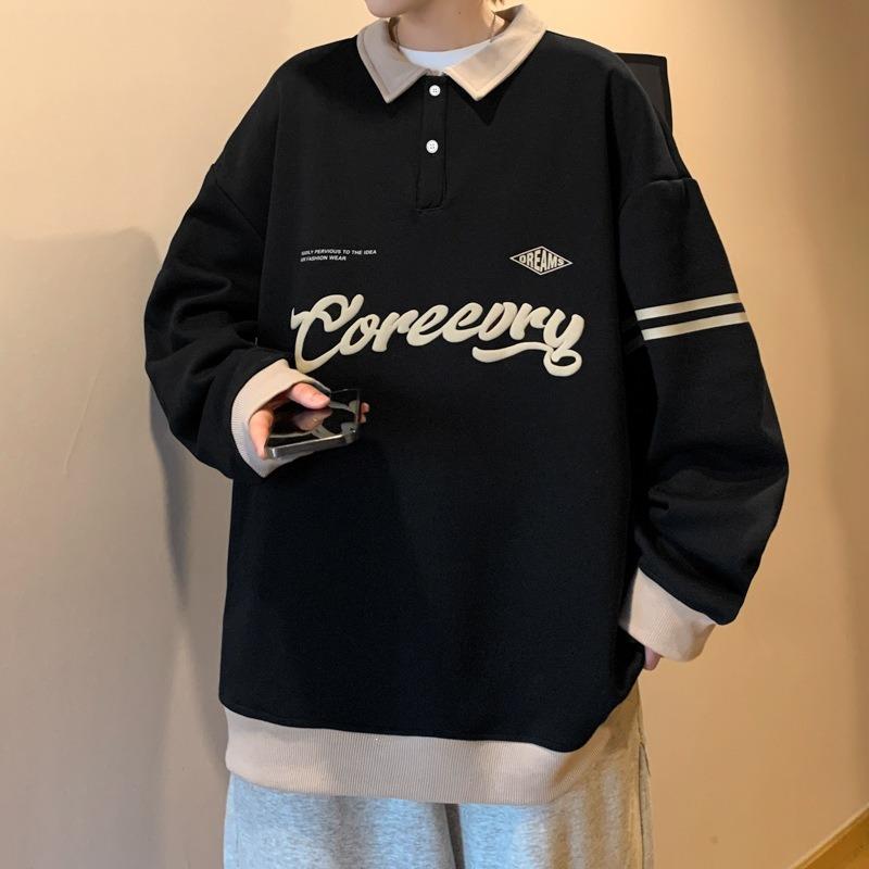 Herren S Pullover Sweatshirt mit Print im koreanischen Stil Lockerer Schnitt