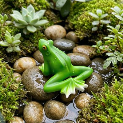 Frog Figurine Resin Waterproof Outdoor Ornament Vivid Bionic Design Sculpture for Garden Yard