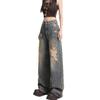 Big Size Broken Hole Wide Leg Denim Trousers Women Autumn Design Sense High Waist Hundred Versatile Loose Straight Trousers Long Denim Pants