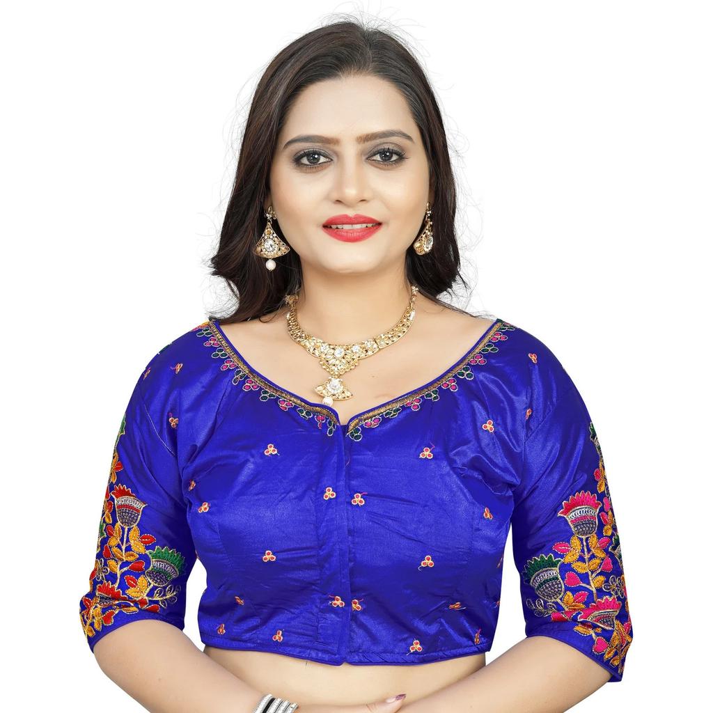 Indian Designer Silk Embroidery Blouse Women's Party Wedding Wear Ethnic Choli