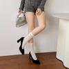 Krazing Pot Wildleder Lammfell Quadratische Zehenpartie Hohe Absätze Sommer Einfarbige Schuhe Große Größe 41 Grundlegendes Design Damen Moderne Pumps