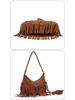 Vintage Suede Tassel Single-Shoulder Bag