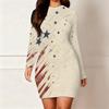 Plus Size Women Long Sleeve Bodycon Midi Dress Slim Fit Comfortable Casual Party Dress