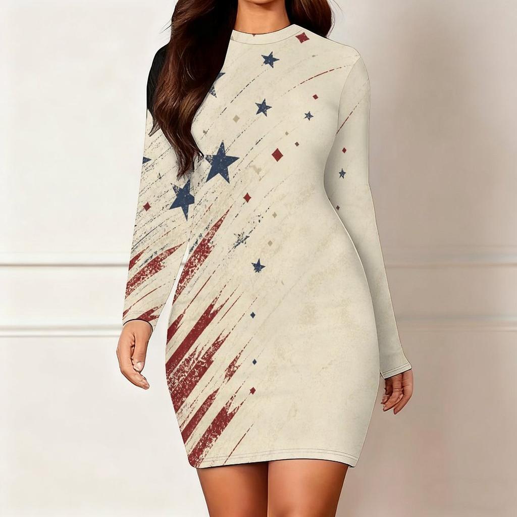 Plus Size Women Long Sleeve Bodycon Midi Dress Slim Fit Comfortable Casual Party Dress