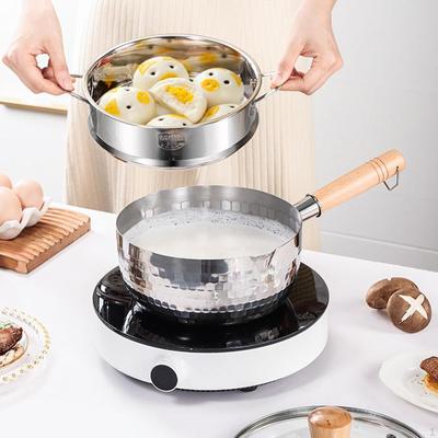 Kochtopf mit Dampfgarer, Kochtopf, Mehrzweck, leicht zu reinigen, Suppentöpfe, Deckel, Milch zum Wandern