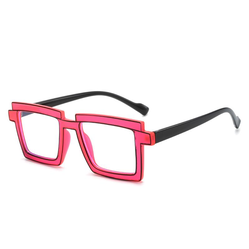 Two Dimensional Flat Lens Ins Square Anti-blue Glasses Frame Personality Trend Glasses