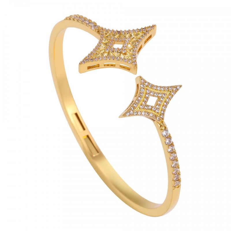 Micro Pave Zircon Adjustable Open Cuff Bracelet Butterfly Clover Star Fine Jewelry Women