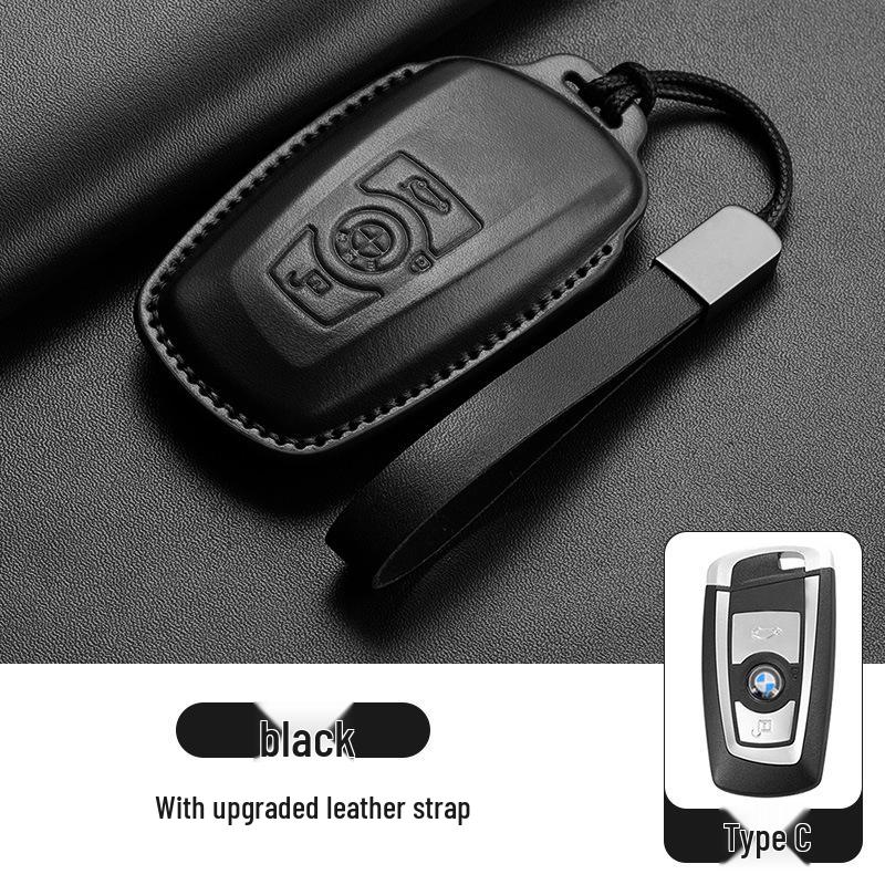 BMW Genuine Leather Key Case for 1, 3, 5 Series, i3, X1-X6 with Blade and 325Li/530 Buckle