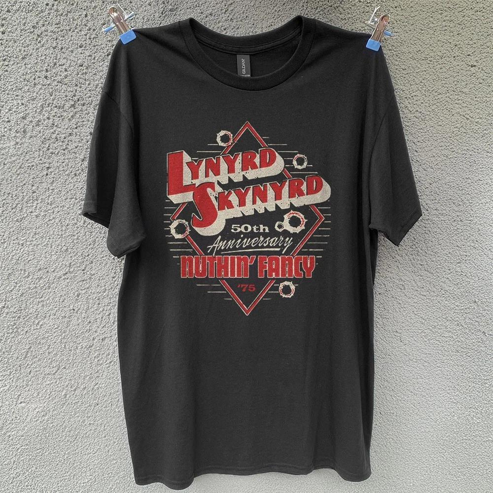 Lynyrd Skynyrd 50th Anniversary Nuthin Fancy Logo Black T-shirt S-