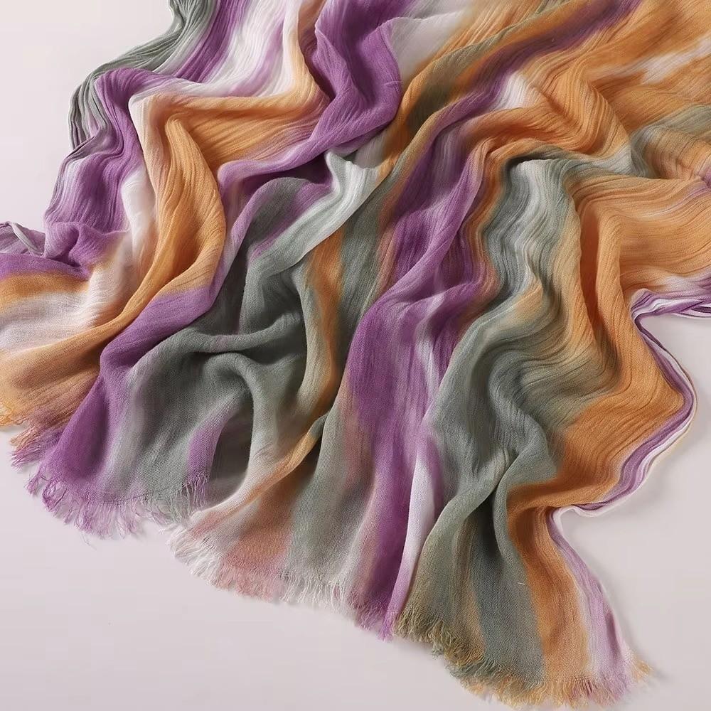 Soft Gradient Headscarf Breathable Cotton Hijab Stylish Tie-Dye Hijab For Women