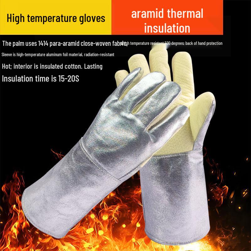 Heat-Resistant 500°F BBQ & Baking Gloves, Aluminum-Lined, Anti-Scald, Thickened Five-Finger Design