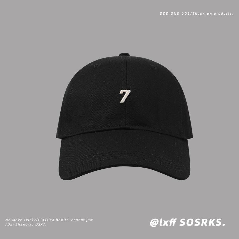 New Three Dimensional Embroidered Number 7 Baseball Hat for Women Showing Their Faces Elementary School Couples Versatile Baseball Cap