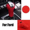 Red Suede Leather Car Gear Shift Knob Trim Cover For Ford Mustang 2015-2023