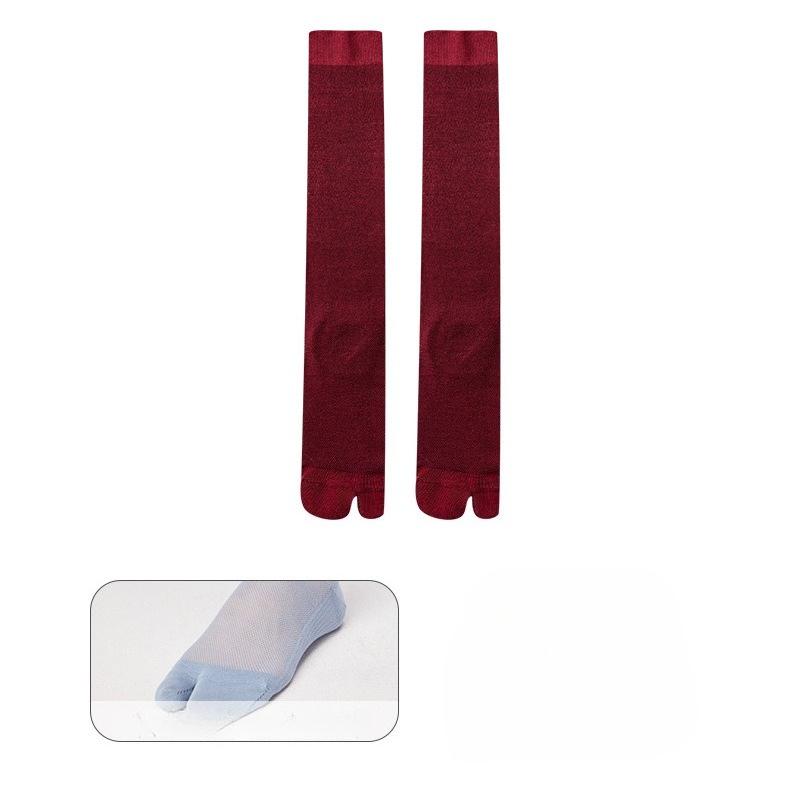 Women's Solid Color Knee-to-Knee Socks Ultra-Thin Transparent Two-Tipped Mesh Lace Socks Slim Long Socks for Summer