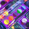 HANDAIYAN Face and Body Paint Palette UV Glow Water-Activated Split Cake Makeup Kit with Brushes for Halloween Festival Stage Cosplay Party