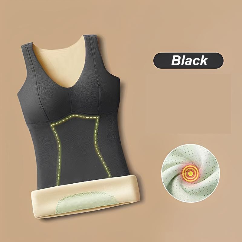 Winter Selbstheizende Thermoweste Damen V-Ausschnitt Ärmellos Body Shaper Mit Gepolstertem BH Shaper Tanktop Für Den Winter