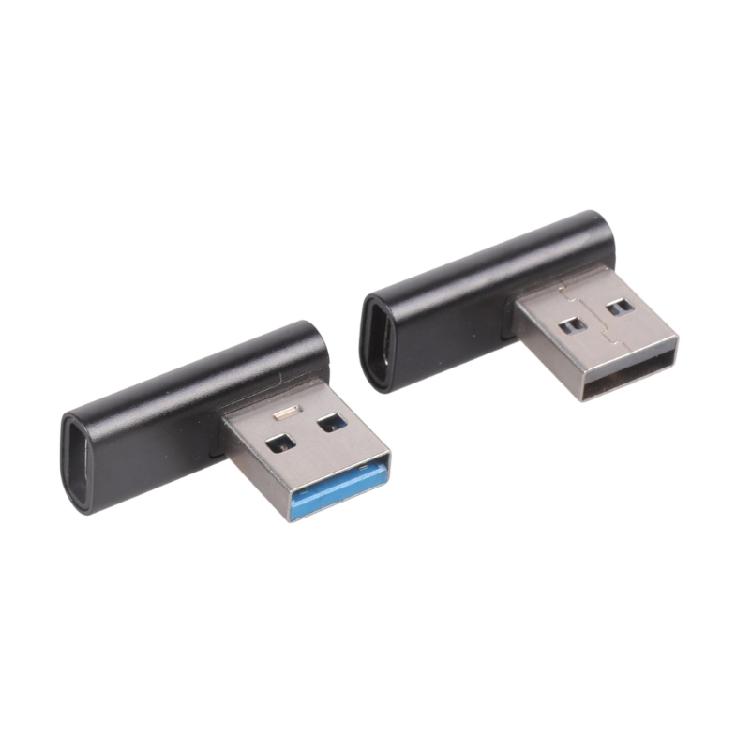

1 Pair USB A Male To Type C Female Conversion Adapter Replacement Left Right Angled Design For Space Efficient Link 1