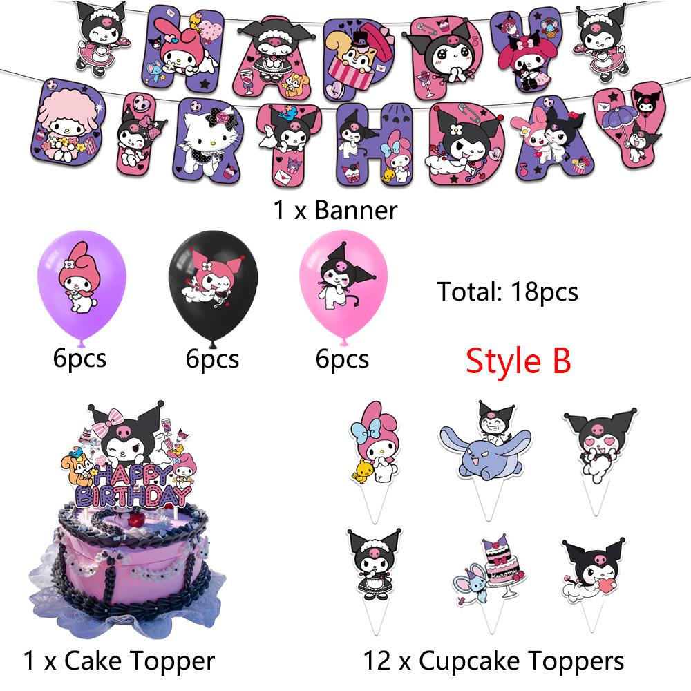 Kuromi Birthday Party Decoration Supplies Banner Cake Top Balloons for Children