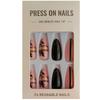 S.A.V.I 24Pc Almond Glitter Nude/Black Leaf Press-On Nails, Adhesive Tabs, No Liquid Glue, Long Manicure
