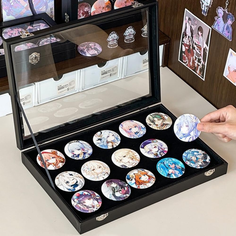 seimeinoki Pin Badge Storage Holds 15 35cm x Large Pin Badge Display Case with Transparent Pin Storage Box for Pin Protects Your Fan Fits Pin Badges