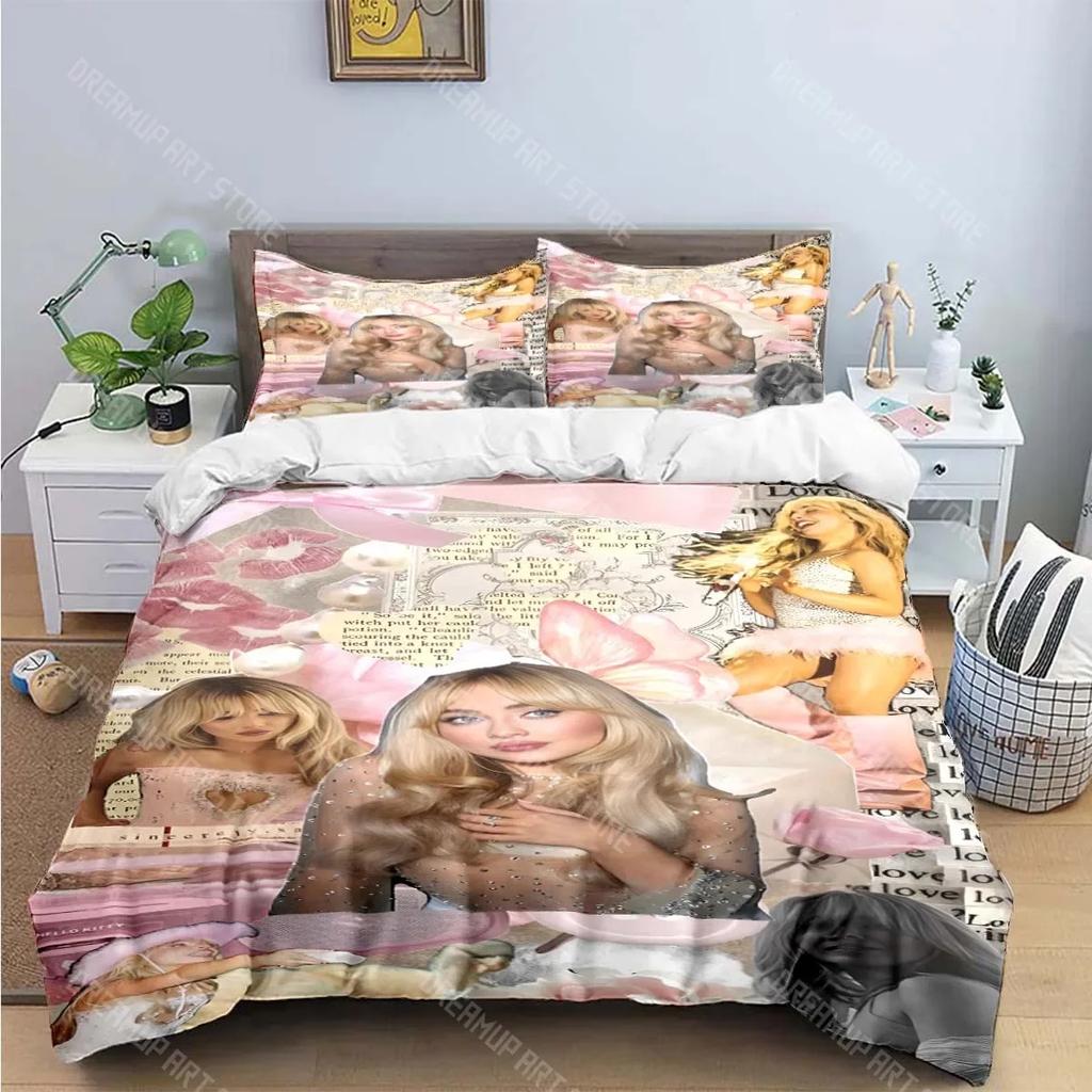 3D-Druck S-Sabrina Carpenter Sängerin Bettwäschesets Exquisites Bettzubehörset Bettbezug Bettdecke Set Bettwäscheset Luxus
