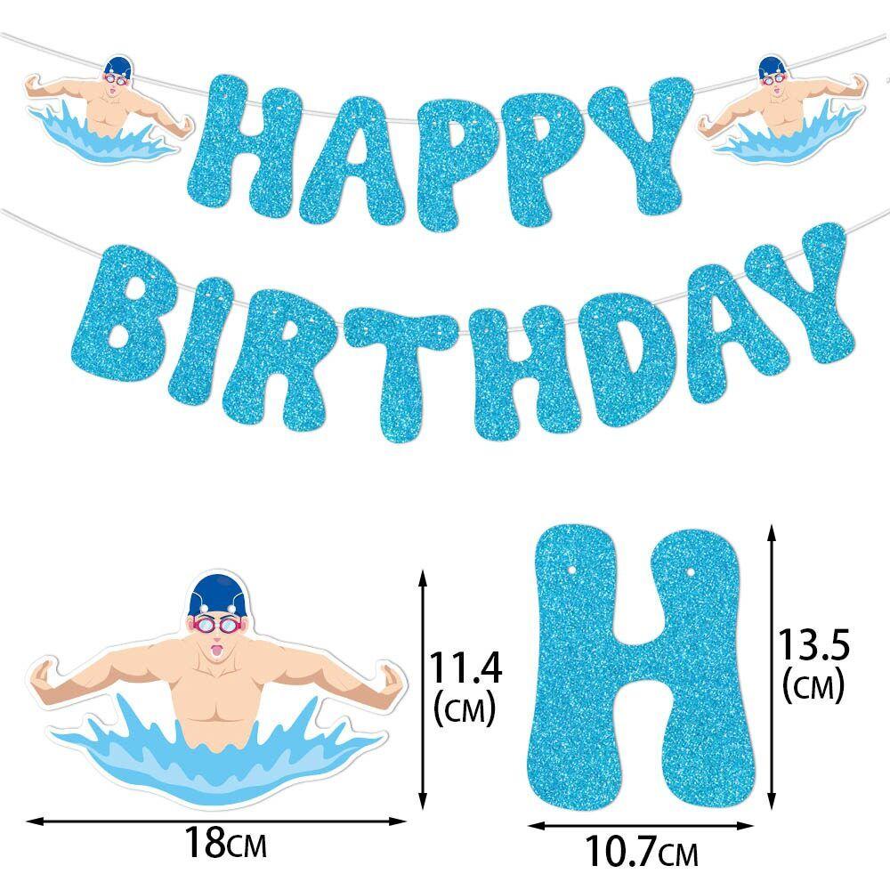 Swim-Themed Birthday Party Decoration Set: Cake Topper, Banner, and Pool Party Decorations