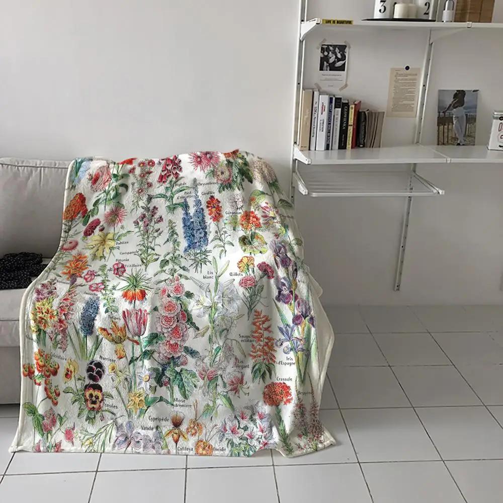 Adolphe Millot Fleurs Pour Tous French Vintage Poster Throw Blanket  Warm Microfiber Blanket Flannel Blanket