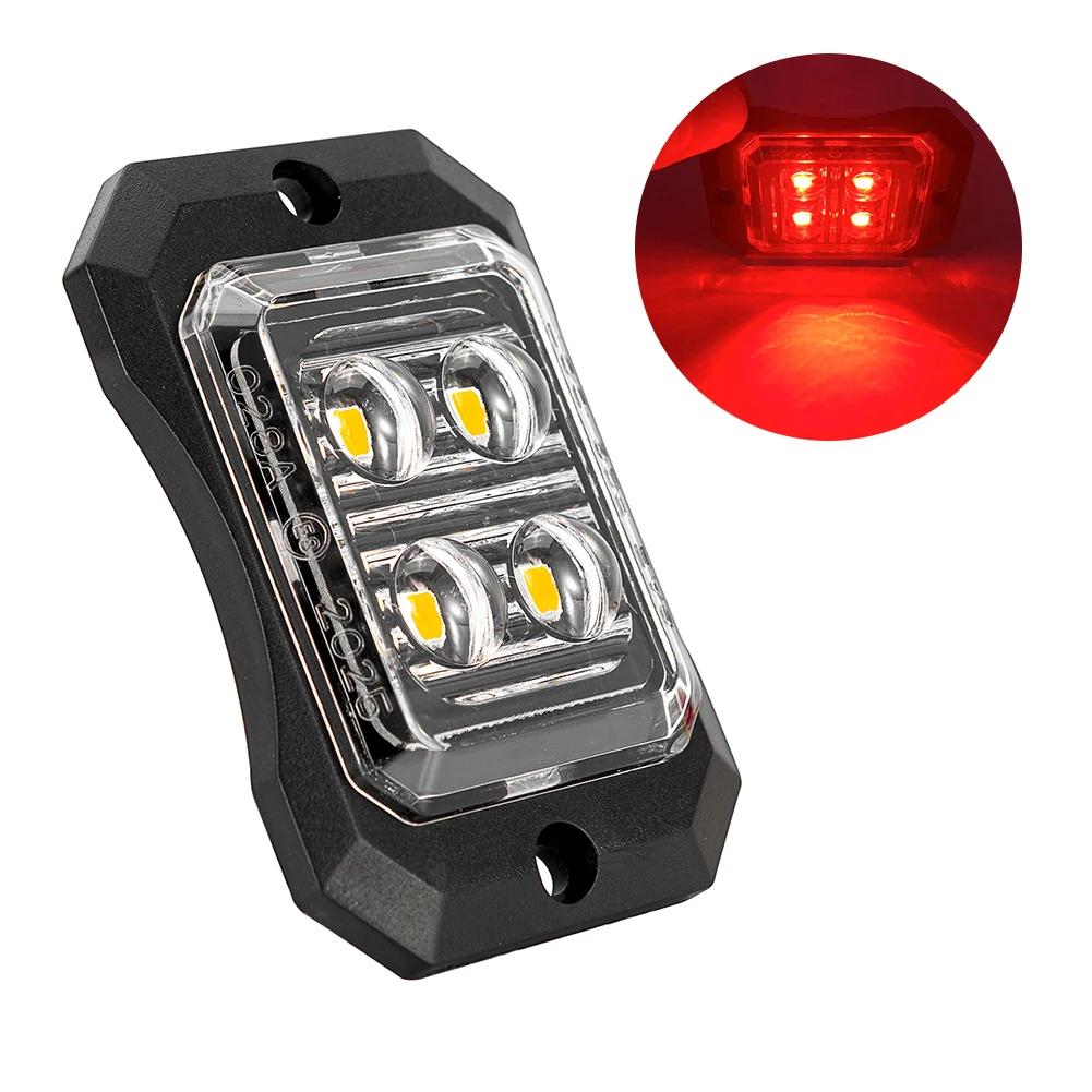 4/8/12 LED Truck LED Side Marker Light Strobe Flash Warning Light 12-24V Waterproof Lens Light for Trucks & Trailers
