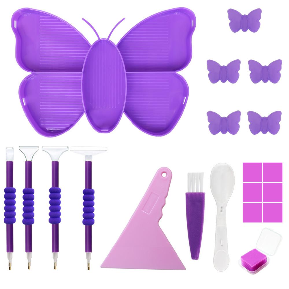 24pcs/Set DIY Diamond Painting Tool Set -Butterfly Multifunctional Flip Plate, Drill Points, Trays & Funnels for DIY Projects